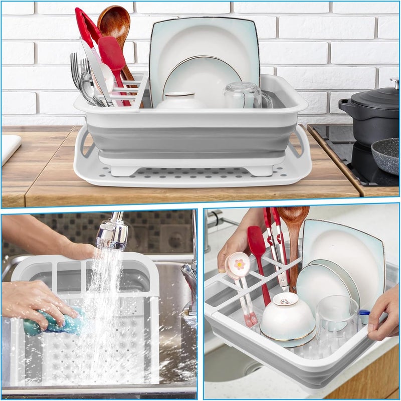 Seropy Collapsible Dish Drying Rack Portable Dish Drainers for Kitchen Counter with Drainboard, Kitchen Sink Organizer Basket RV Accessories Camper Storage and Organization Dish Rack Over Sink Drying Rack - Image 5